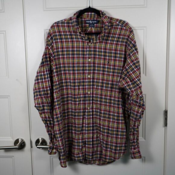 VTG Ralph Lauren BLAKE Plaid Flannel Multicolored Men's‎ XL 100% Cotton - Picture 1 of 6